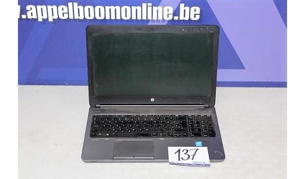 laptop HP, type probook, Intel Core i3, zonder kabels, werking niet gekend, paswoord niet gekend
